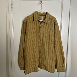 The Territory Ahead Yellow Striped Heavy Duty Cotton Shirt with Teal Accents